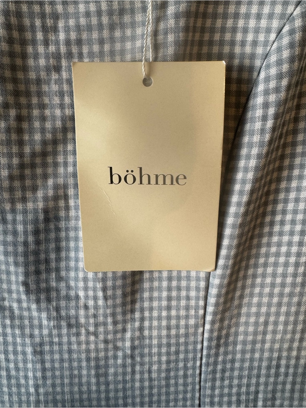 Boheme Light Blue Gingham Maxi Dress with Square Neck and Puff Sleeves - Picture 10 of 13